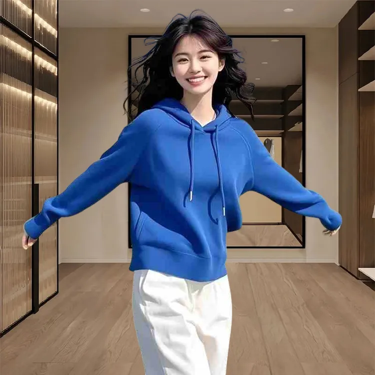 2025春秋季新款女士克莱因蓝连帽长袖卫衣宽松显瘦超好看绝美上衣