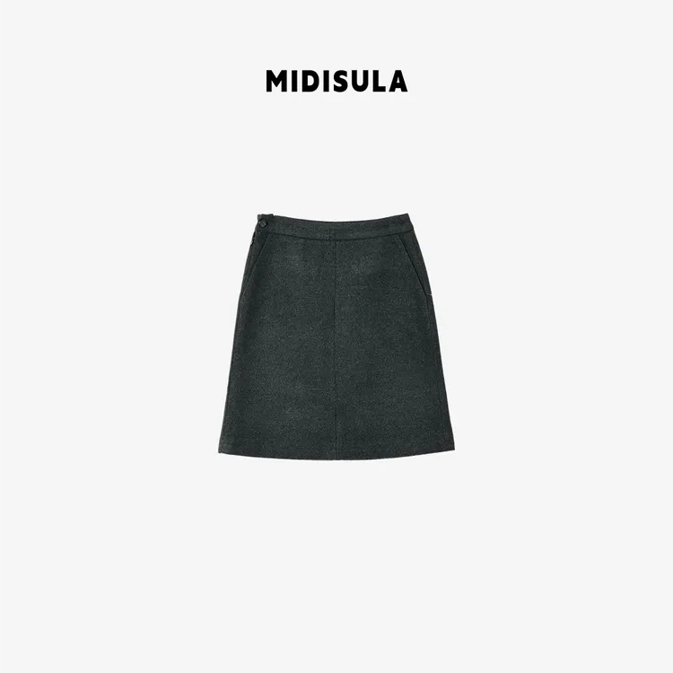 MDSL·时尚洋气高腰遮胯显瘦复古开叉A字包臀半身裙#02259