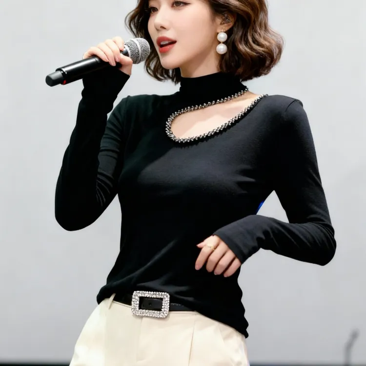 网红洋气炸街女装露锁骨打底衫女款爆款2025新款长袖t恤修身显瘦