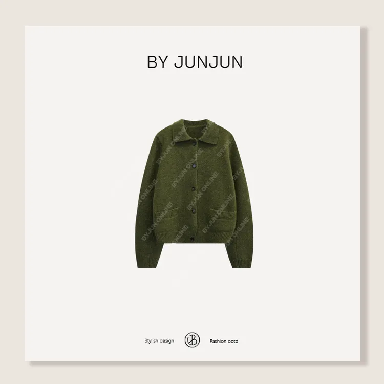 BYJUN冬季必备 550克定开绵羊毛翻领保暖开衫