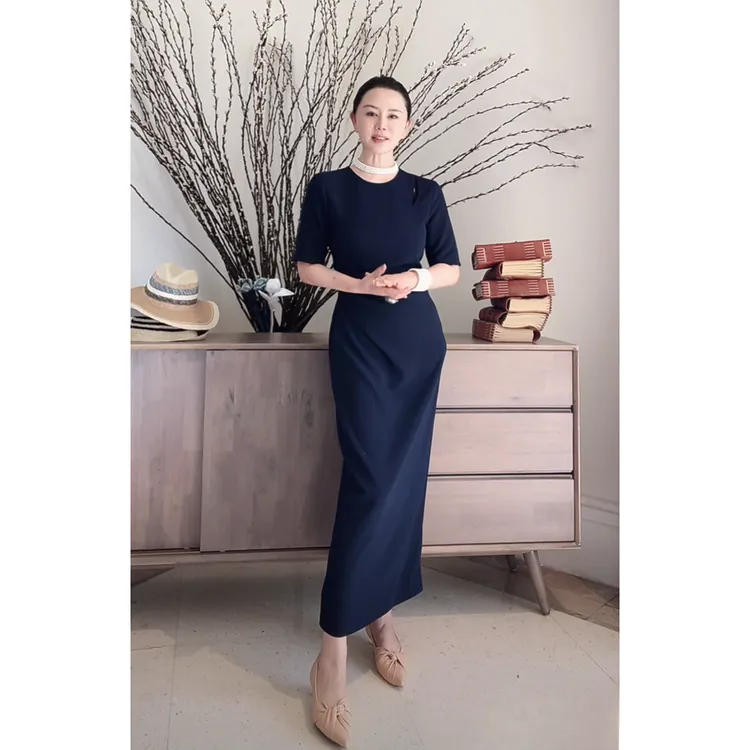 璇之恋·王璇诗南连衣裙 贵族蓝/根紫色王璇原创设计