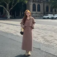 盈盈&南岛风大码女装胖mm春长袖遮肚子巨显瘦藏肉a字连衣裙ZYY954