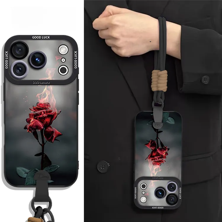 火焰玫瑰适用苹果17promax手机壳iPhone16简约15Pro时尚ins风外壳