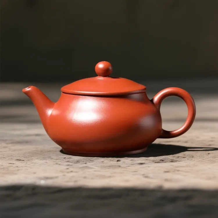 潮州原矿朱泥小容量半手工紫砂壶章永盛大敞口明炉壶120毫升