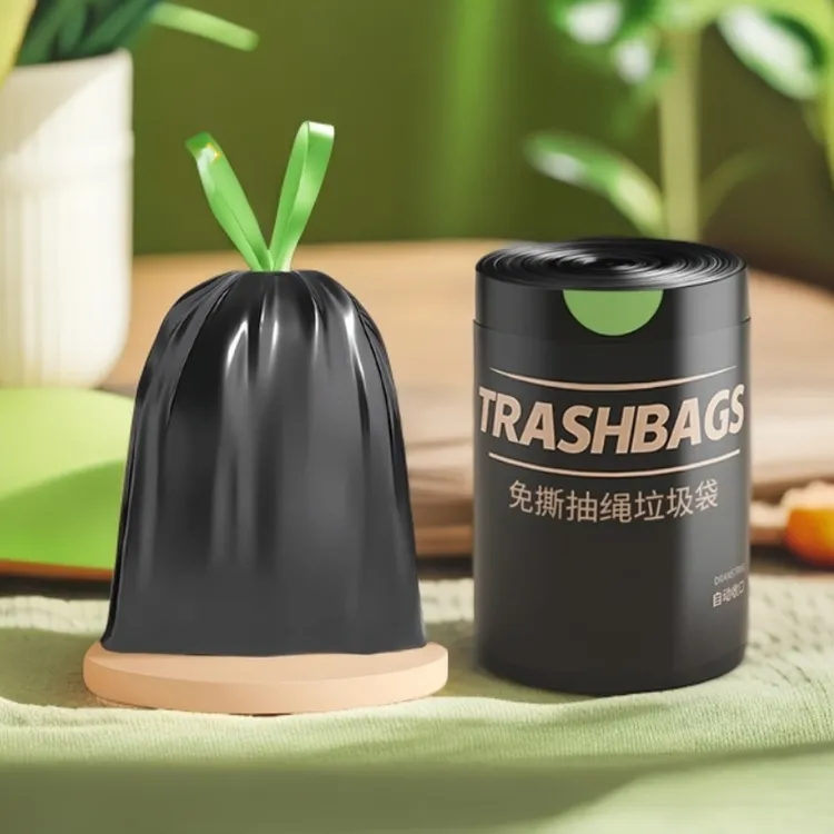 自动收口加厚垃圾袋家用加大手提式袋子免撕穿绳黑色一次性宿舍