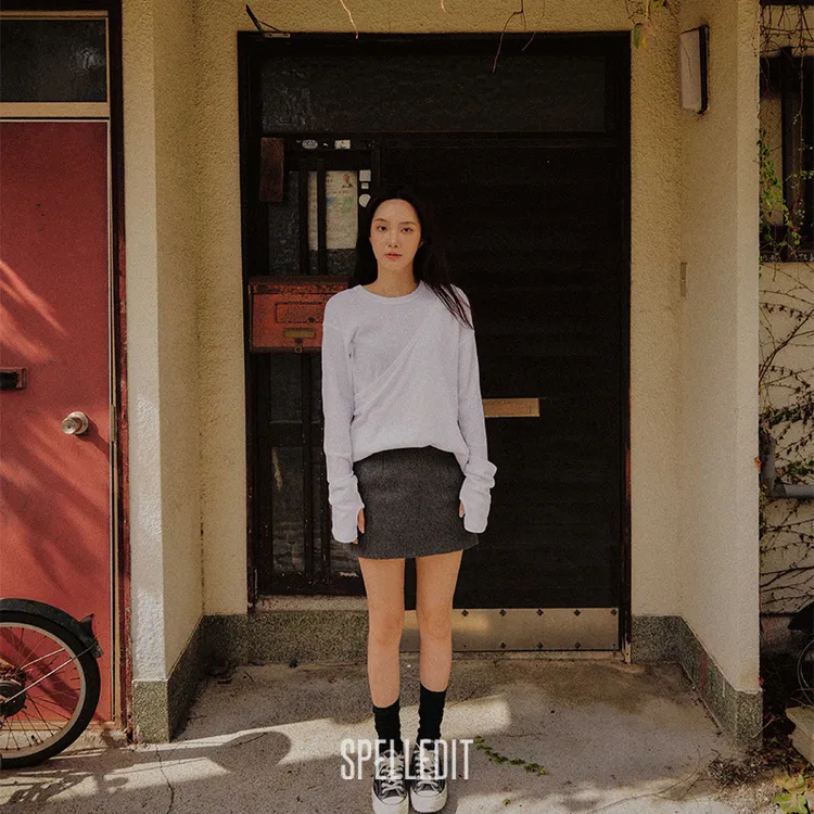 SPELLEDIT2025冬季新品毛呢迷你裙韩系时尚百搭半身裙气质复古女