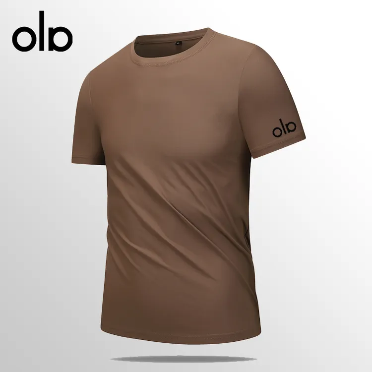 alo夏季运动户外冰丝速干圆领t恤男马拉松排汗短袖透气跑步健身衣