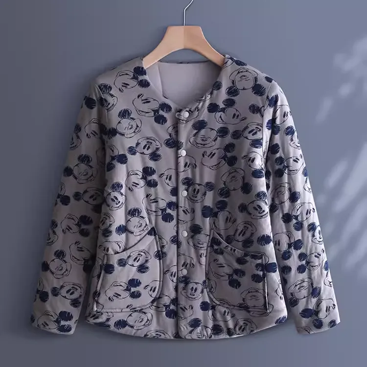 女士弹力碎花棉服秋冬季棉衣妈妈保暖加厚棉袄大码休闲内胆外套