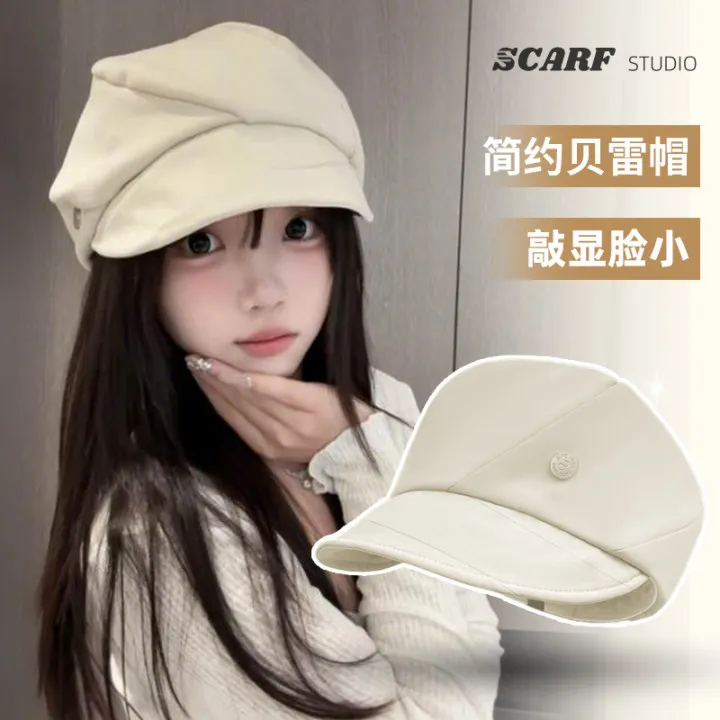 云朵贝雷帽子女款2025款八角帽大头围显脸小时尚百搭可反戴画家帽