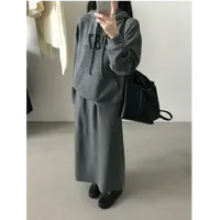 十三行OLIVE-冬季福秒连帽卫衣+半裙套装#2841