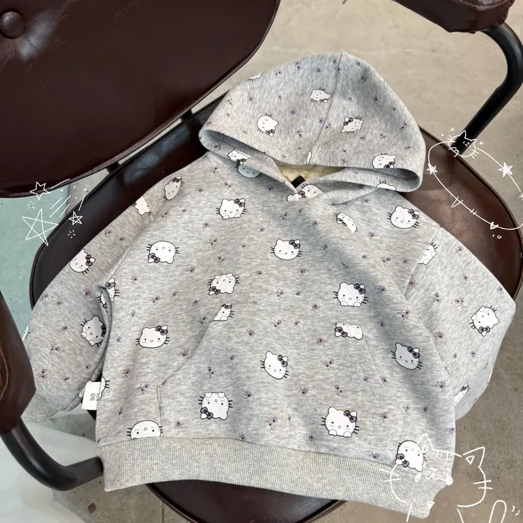 【鱼子酱】Q25222WY连帽猫咪卫衣中小童女童童装