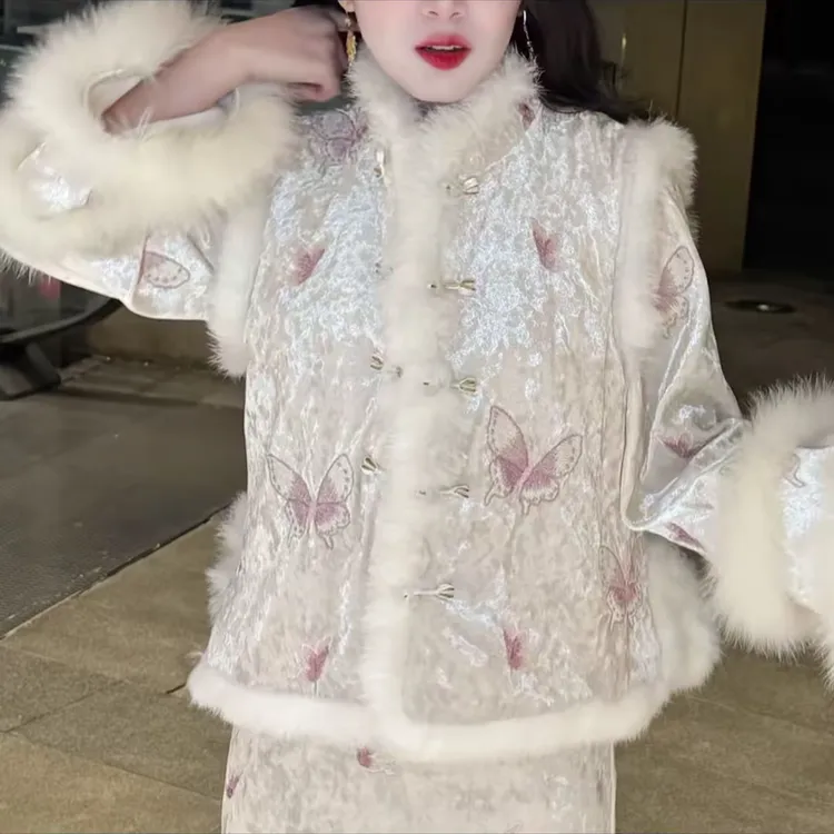 LHMknk1画报夫人原创自制新中式秋冬高级兔毛马甲刺绣合集