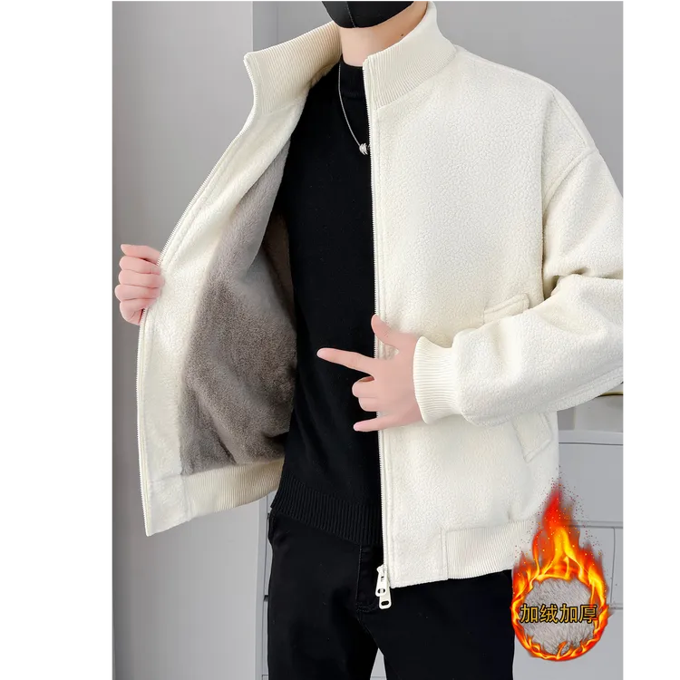 保登皮兹冬季夹克男加绒加厚新款潮流帅气防寒保暖高端摇粒绒外套