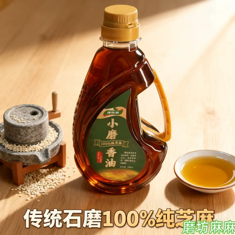 古法石磨纯天然芝麻小磨香油拌菜红烧调味佳品