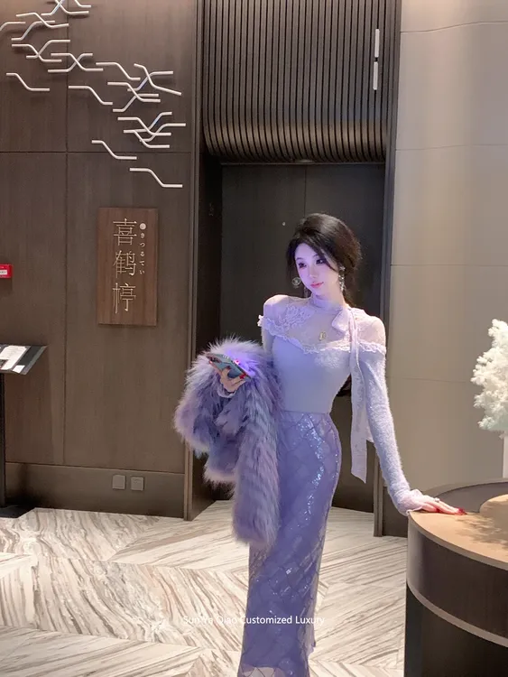 【雅乔定制】美人鱼儿 鱼鳞亮片半身裙长裙DYYK-24102033