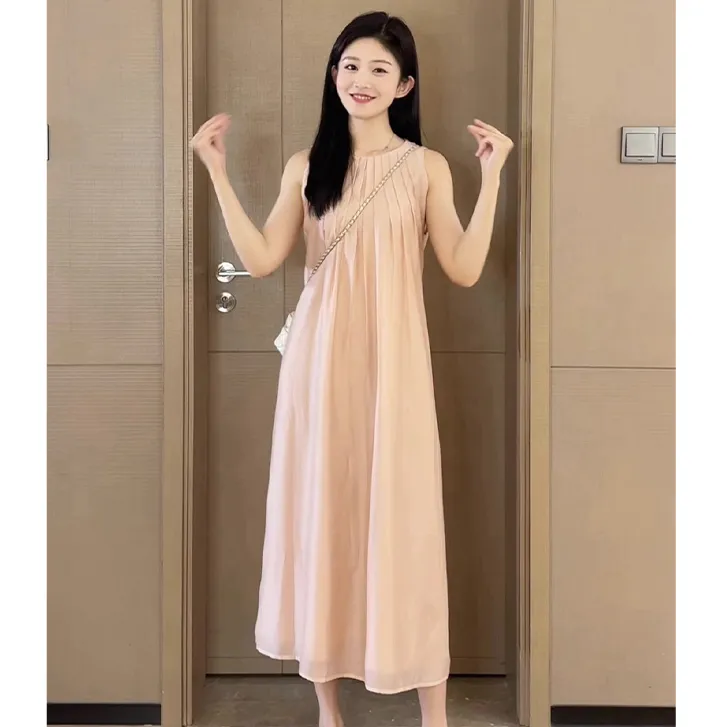 法式连衣女2025新款夏季无袖设计感小众背心甜美可爱风格衣服