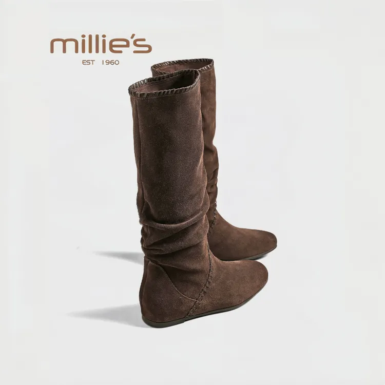 MILLIE'S/妙丽2025新款复古休闲百搭弹力靴女鞋时尚潮流休闲长靴
