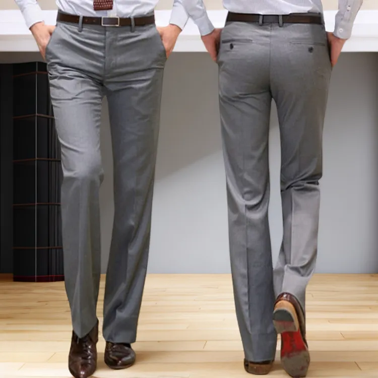 时尚感修身直筒青年西裤男士商务垂感灰色西装裤2025新款男装长裤