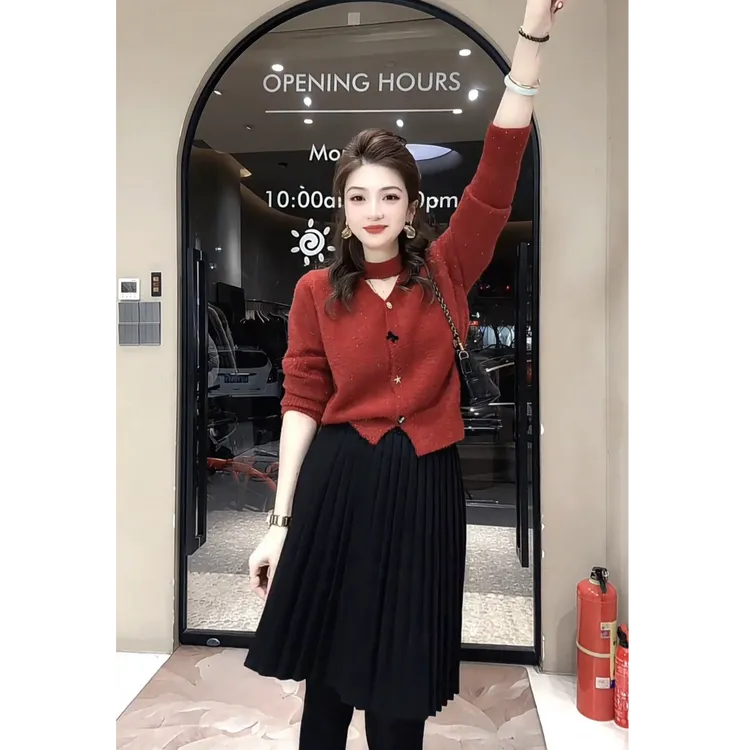 流行一整套2026春季新款时尚气质减龄超好看针织毛衣半身裙两件套