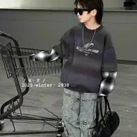 03083  张十柒服饰圆领加绒加厚款厚款男毛衣针织衫