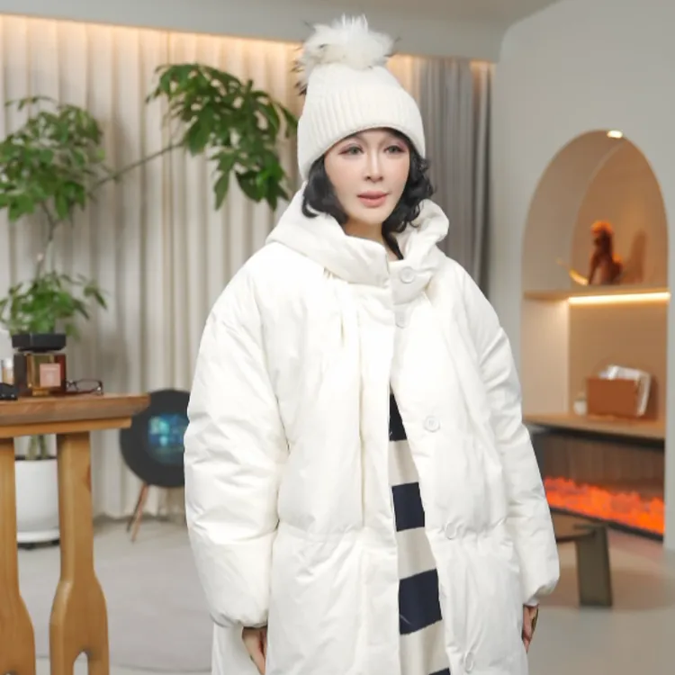 进口白鸭绒韩系松弛感减龄连帽阔版羽绒服MJC182