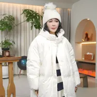 进口白鸭绒韩系松弛感减龄连帽阔版羽绒服MJC182