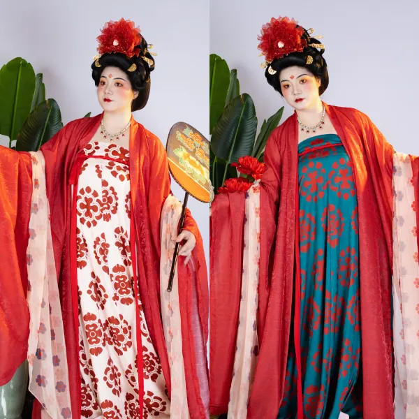 [店庆锦纹系列]袅鸣涧鸟家唐制汉服复原唐风仕女春夏齐胸衫裙02