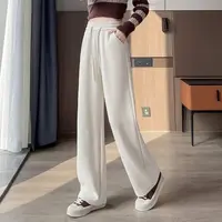 冬季新款美拉德绒直筒休闲裤显瘦百搭修身时尚高腰阔腿长裤#2897