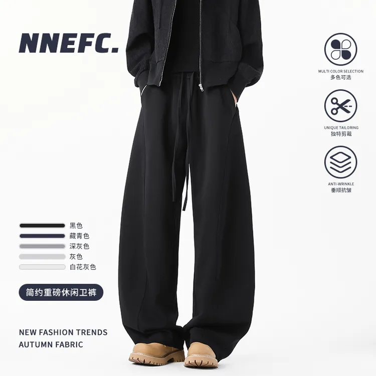 NNEFC秋冬废土风加绒加厚弯刀卫裤宽松阔腿男女同款运动休闲裤子