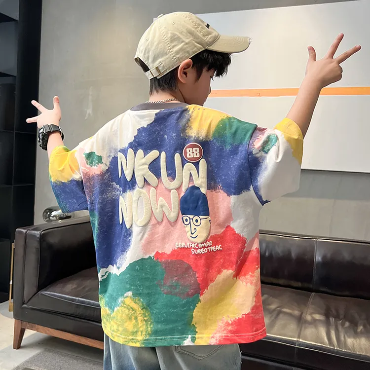 MK&UR.BV童装男童t恤短袖夏装2025新款儿童纯棉中大童男孩夏款潮t