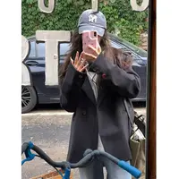 高级韩系chic休闲显瘦时尚基础百搭外套春秋黑色呢子西装60603