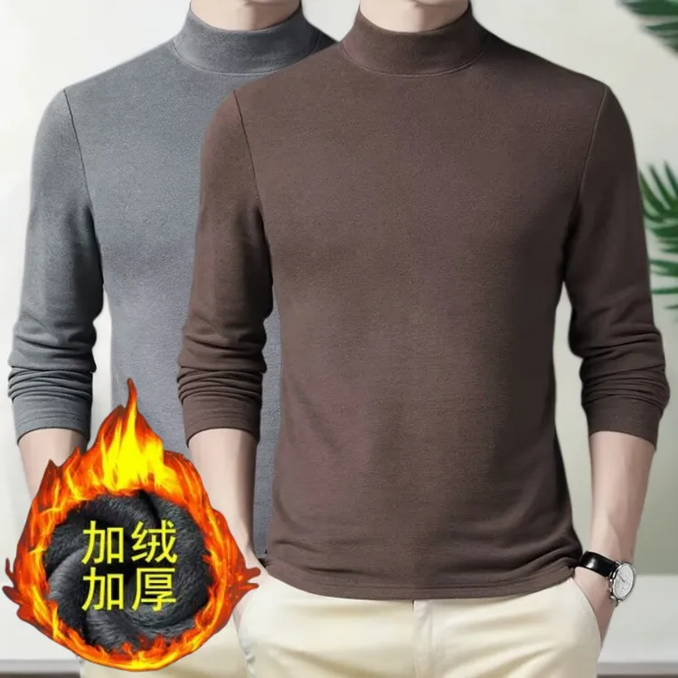 半高领双面德绒打底衫男士2025秋冬男士长袖保暖纯色百搭时尚秋衣