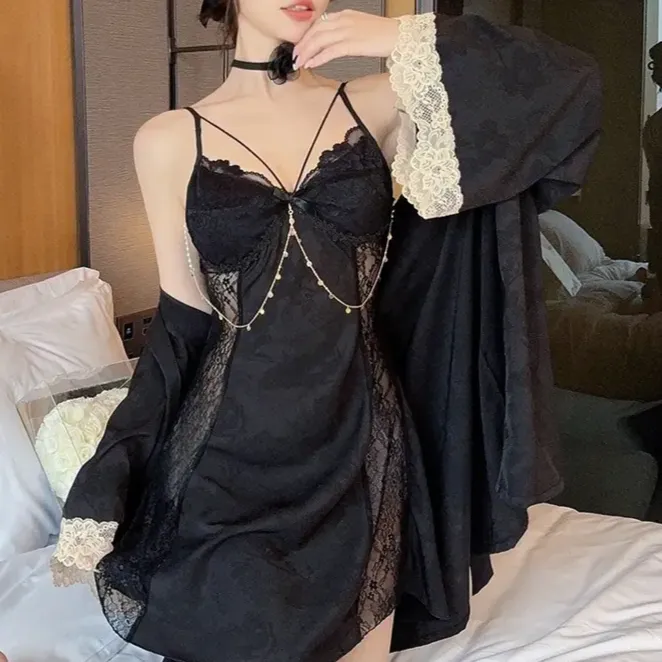 梵希轻奢2025夏新款蕾丝吊带睡裙自带胸垫性感纯欲高级睡衣女夏季