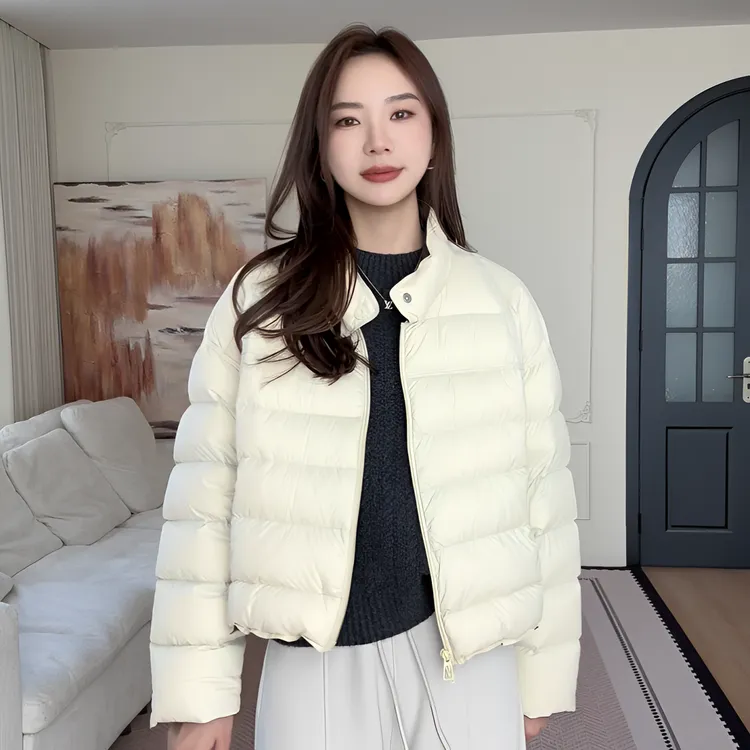 【余欢欢】冬季时尚韩系立领拼色短款羽绒服-YHW51170