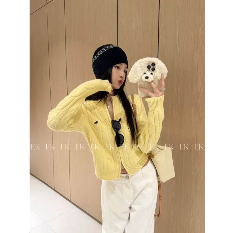 美式复古双头拉链麻花针织开衫女2025新款甜辣妹上衣显瘦外套333