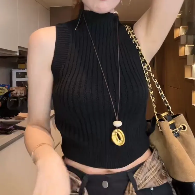 2025夏季新款半高领针织时尚显瘦百搭背心LK2505770