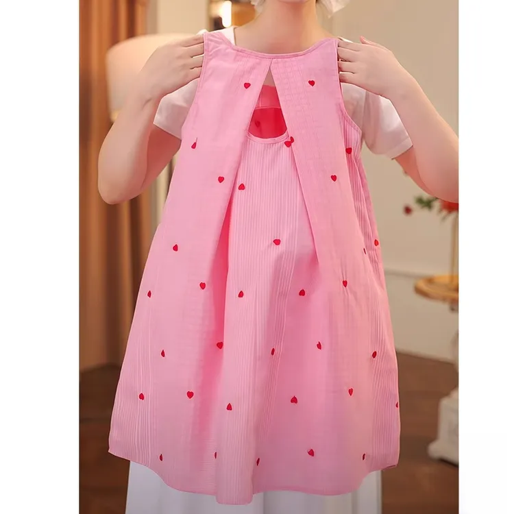女童爱心露背连衣裙夏季2025新款无袖背心裙度假风甜美公主沙滩裙