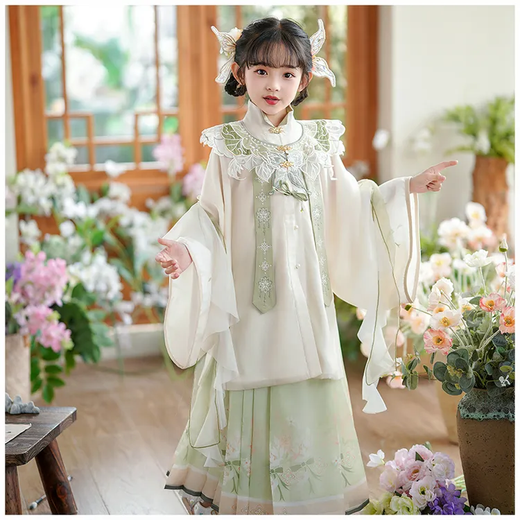 汉服女童古风服装2025春季新款中国风长袖超仙女孩子裙子古装唐装