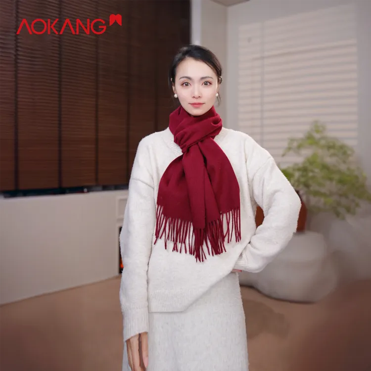 【生日礼物】Aokang/奥康 高级感围巾女士冬季百搭保暖白围脖氛围感