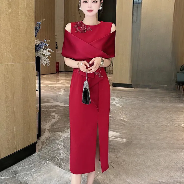 轻奢气质中式结婚妈妈装结婚宴服年轻夏季装喜服洋气连衣裙日常