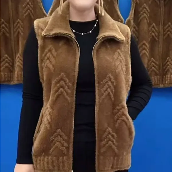 加厚水貂绒坎肩外套时尚女休闲冬季马甲40至60岁高档气质中年妈妈