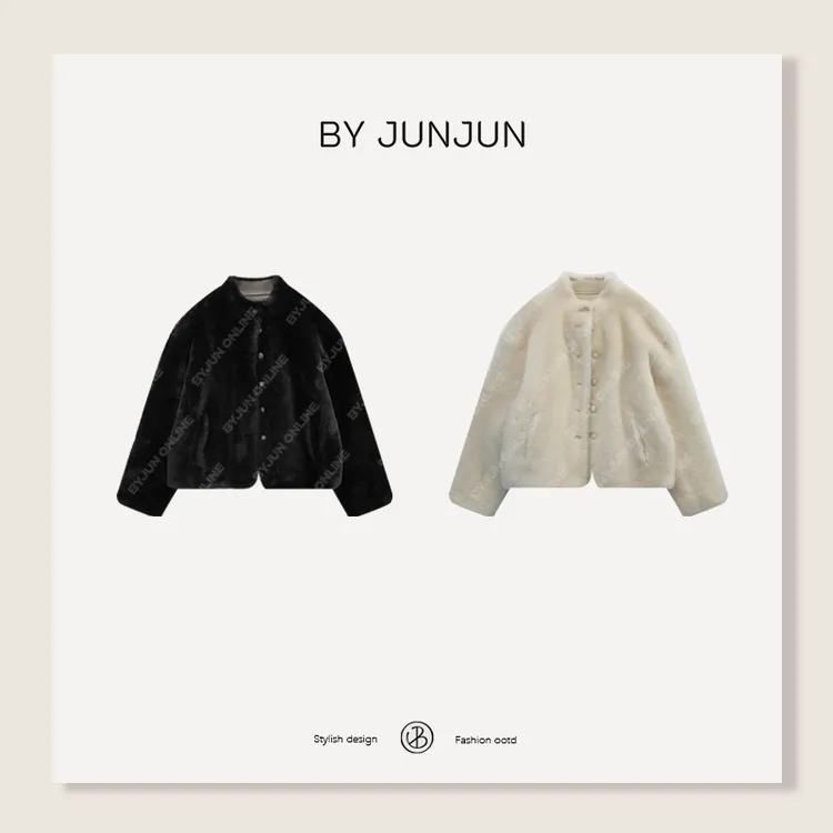 Byjunjun挪威雪夜洛曼羊皮毛一体皮草冬季必备保暖外套