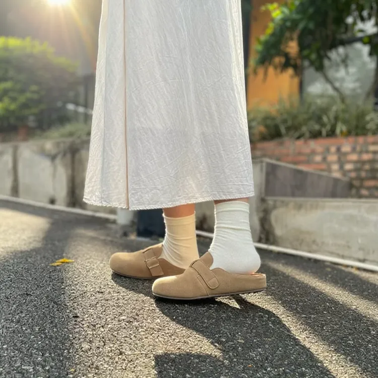 sirpuhi 2025秋季新款透气一脚蹬软面踩屎感防滑软底透气女勃肯鞋