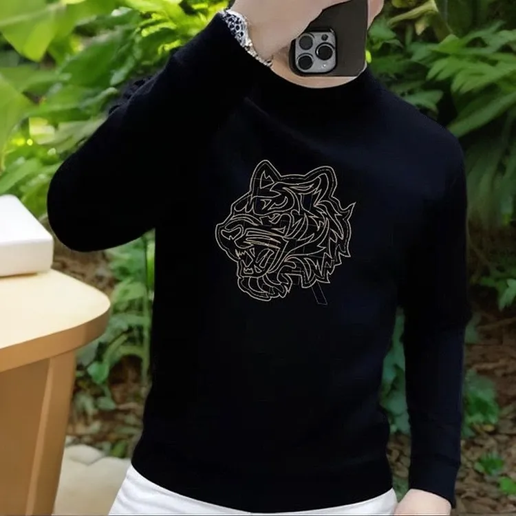 潮流夹克2024秋冬新款高端潮牌印花美式复古圆领卫衣男外套ins