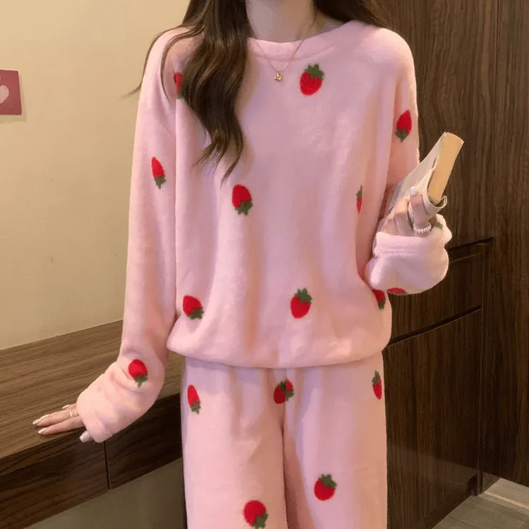 珊瑚绒睡衣女秋冬家居服冬季加绒加厚爆款睡衣可外穿保暖睡衣ins