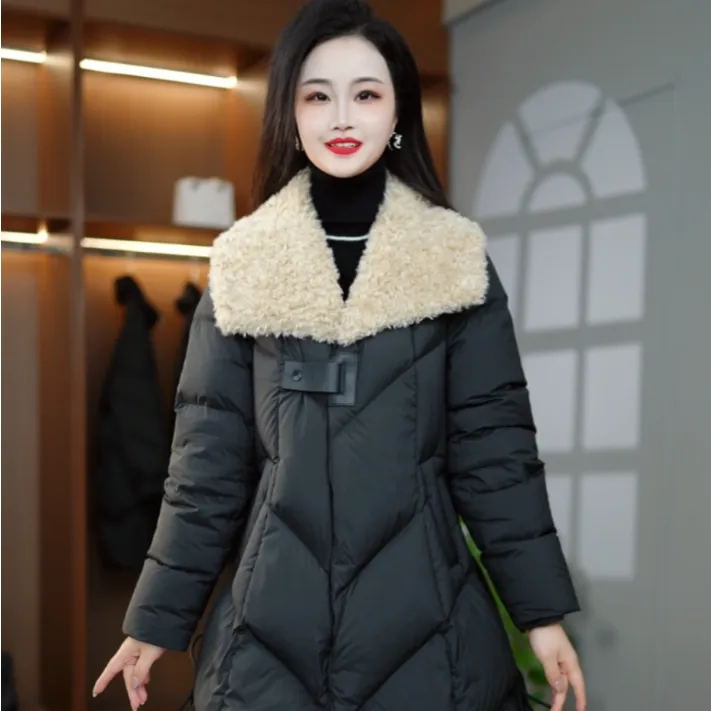 冬季设计感高端奢华优雅百搭宽松减龄白鸭绒羽绒服M-4XL