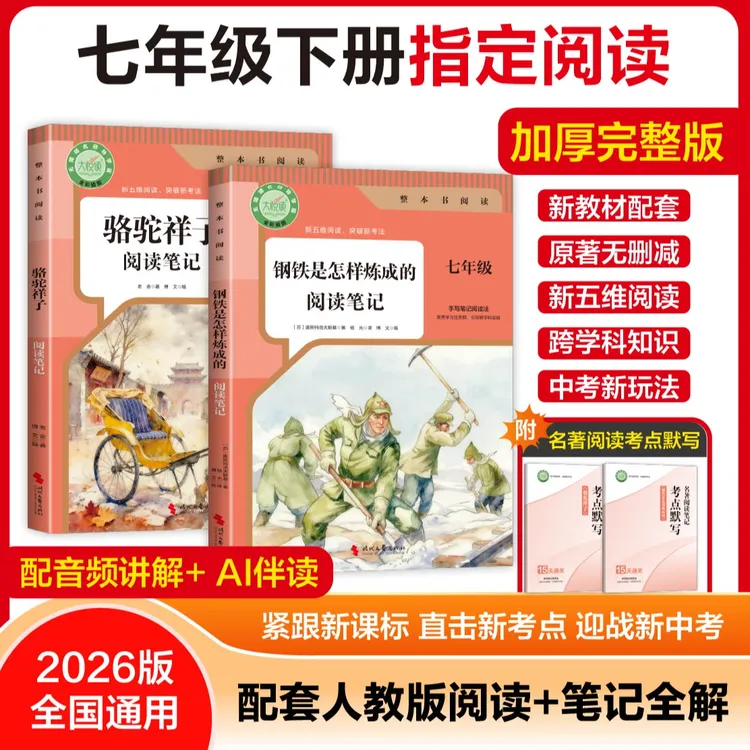 七年级下册必读骆驼祥子钢铁是怎样炼成的阅读笔记正版原著注解版