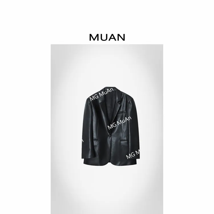 木岸MUAN：《高定皮衣》 “高定系列”定制100PU西装皮衣女YJ-23818