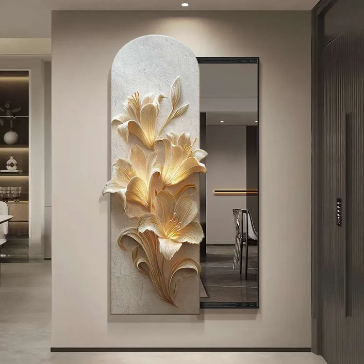 高级感可推拉隐藏式全身镜玄关装饰画暗藏式隐形穿衣镜试衣镜挂画