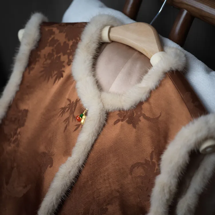 『书韵』新中式桑蚕丝澳洲羊毛国风棉马甲DISQ7067